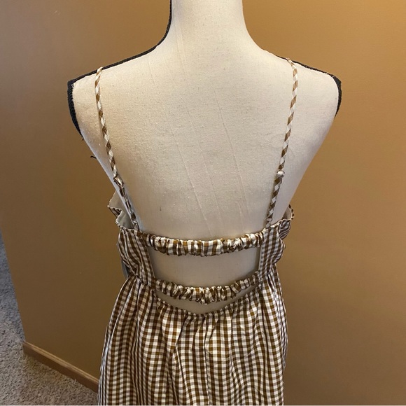 Speechless gingham brown/white open 2 strap above knee sundress NWT sz XXL - Picture 8 of 10